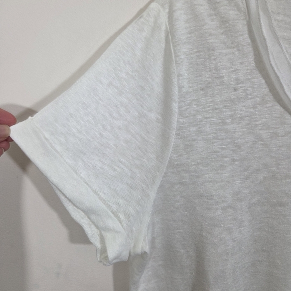 Sundance Linen Short Sleeve Top Tee Pocket Large Lightweight White Cream - Picture 6 of 8